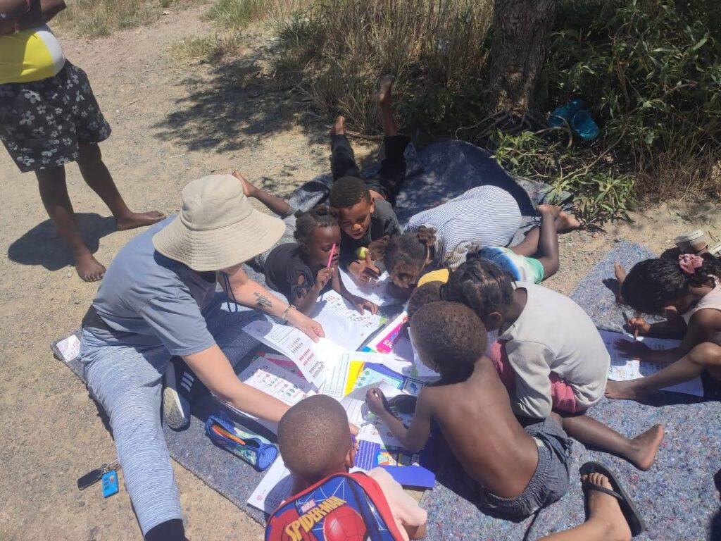 We took our learning material to where the children were